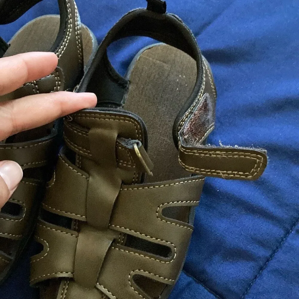Wonder Nation Toddler Boys Brown Fisherman Sandals Size 12 Hook & Loop